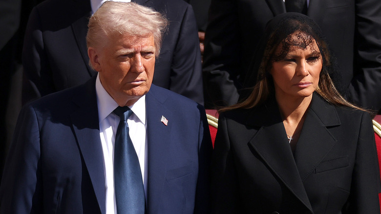 Donald and Melania Trump at the funeral for Pope Francis.