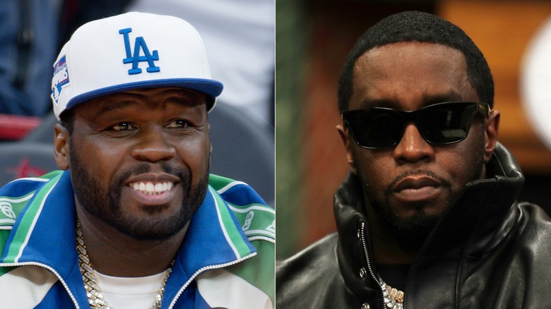 50 Cent smiling and Diddy posing