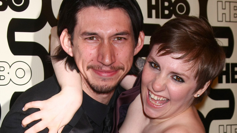 Adam Driver and Lena Dunham smiling
