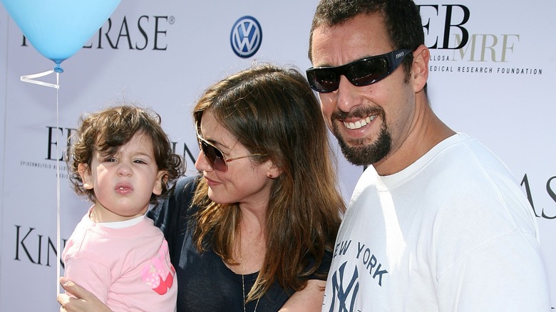 Sadie, Jackie and Adam Sandler pose