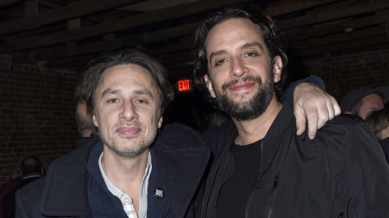 Zach Braff with his arm around Nick Cordero