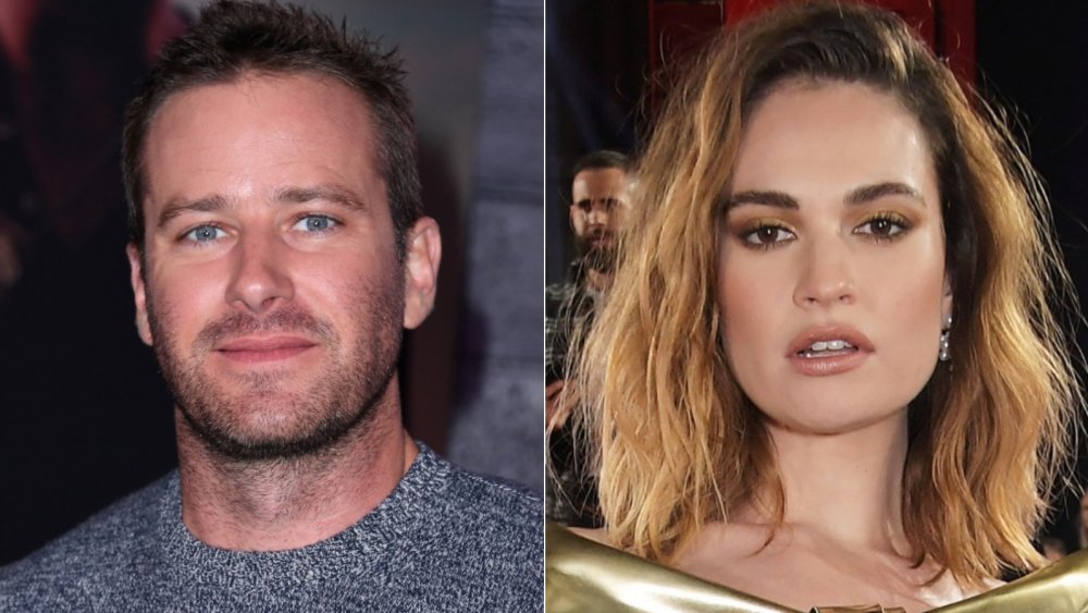 Split image of Armie Hammer and Lily James 