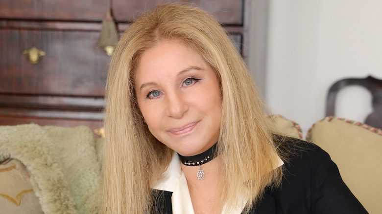 Barbra Streisand posing in her home