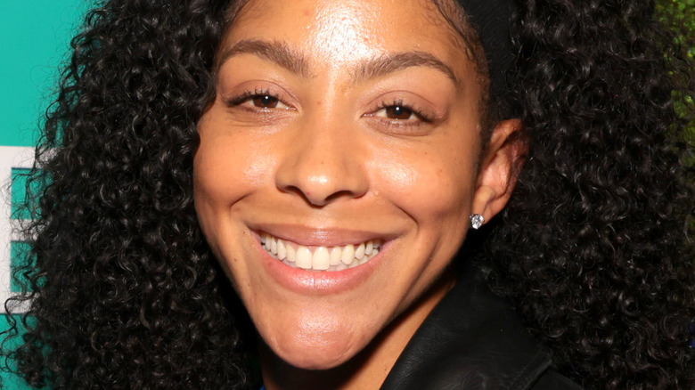 Candace Parker diamond earrings smiling
