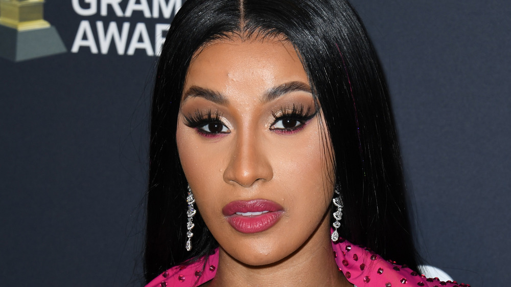 Cardi B with acne on forehead and chin