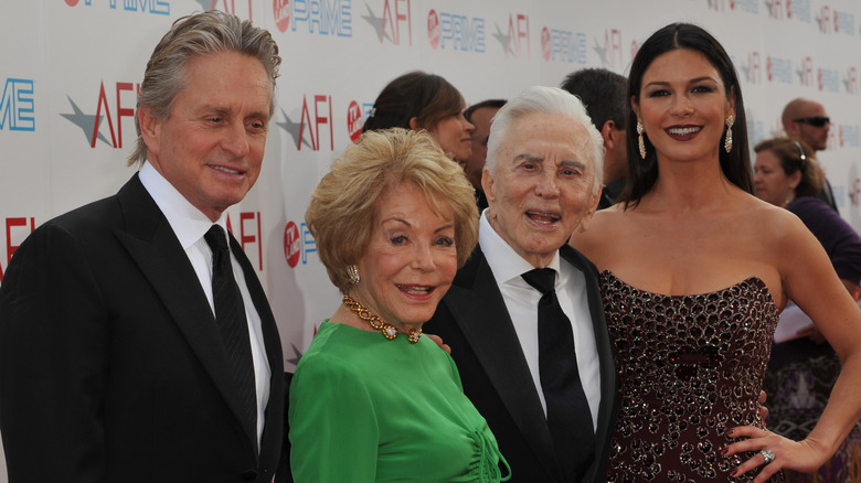 Michael Douglas and Catherine Zeta-Jones with Kirk and Anne Douglas