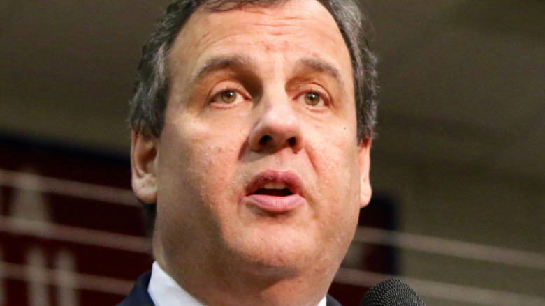 Chris Christie speaking into a mic