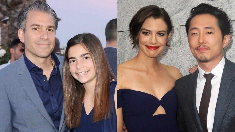 Christian Carino with his daughter; Lauren Cohan and Steven Yuen