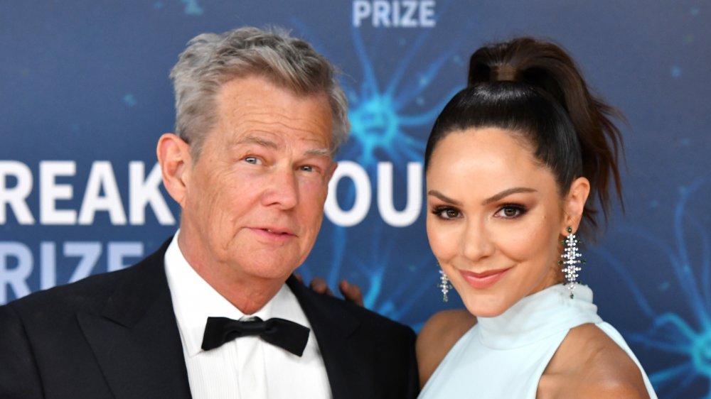 David Foster and Katharine McPhee attend the 2020 Breakthrough Prize Red Carpet at NASA Ames Research Center