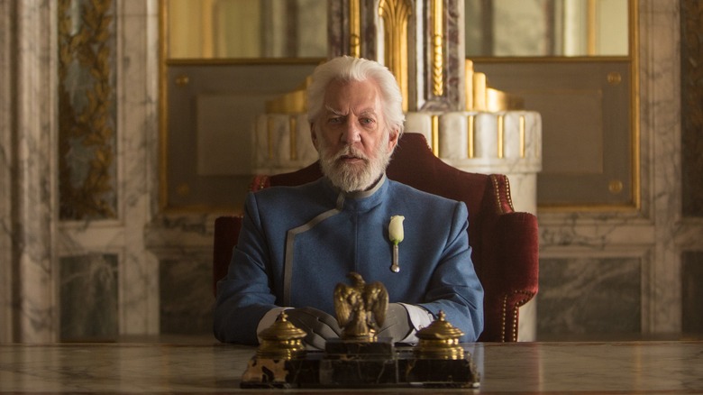 Donald Sutherland on the Hunger Games set