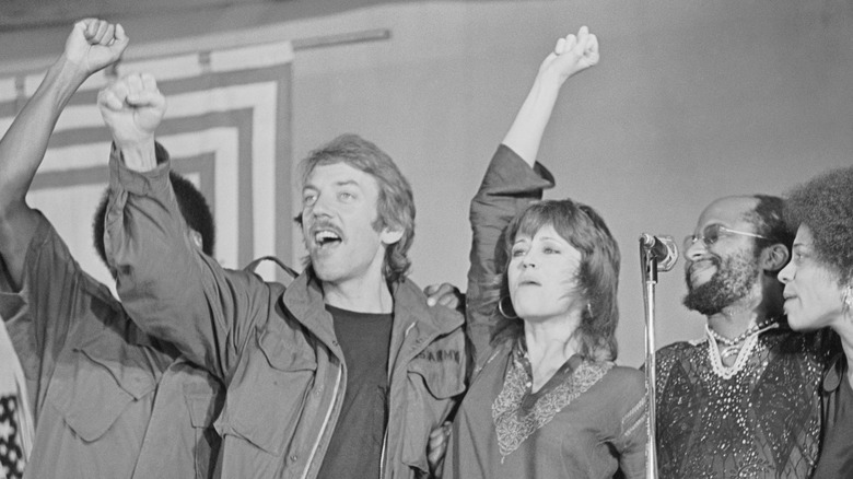 Donald Sutherland and others at an anti-war event
