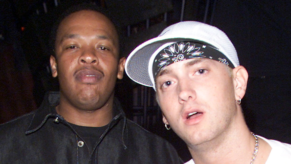 Dr. Dre and Eminem pose for camera