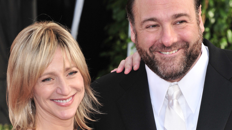 James Gandolfini and Edie Falco smiling