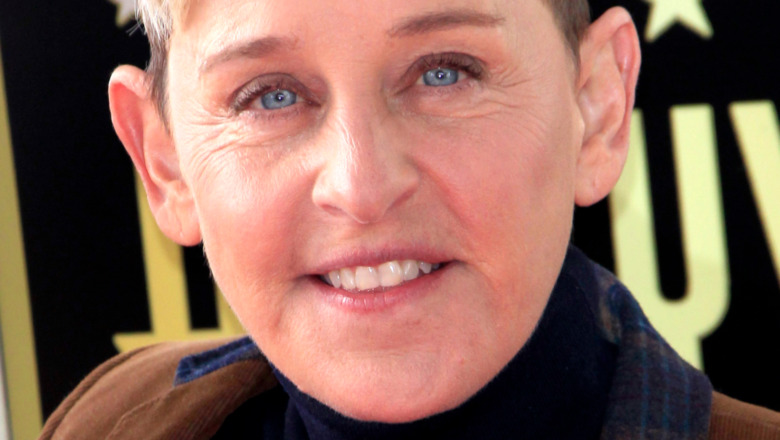 Ellen DeGeneres with a neutral expression