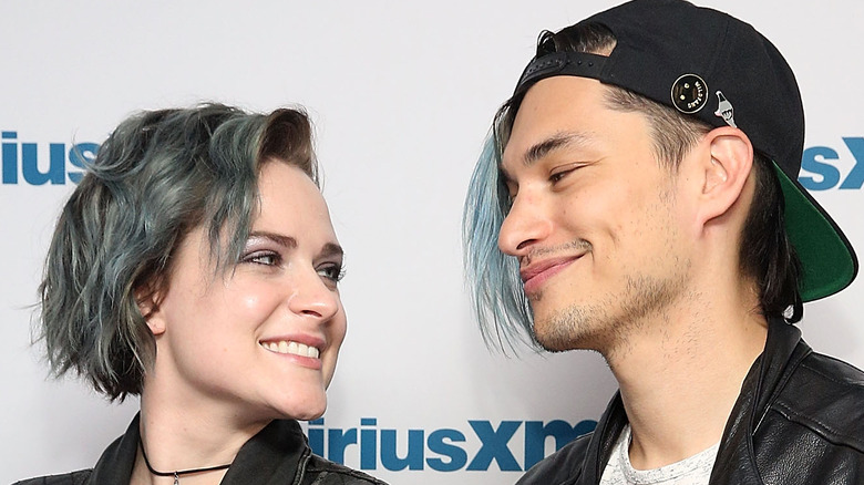 Evan Rachel Wood and Zach Villa looking at each other