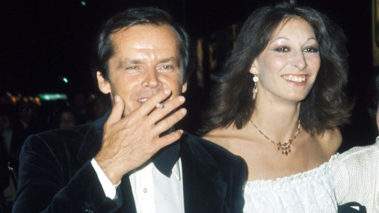 Anjelica Huston and Jack Nicholson smiling 