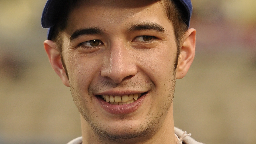 Jake Harris attends Los Angeles Dodgers game