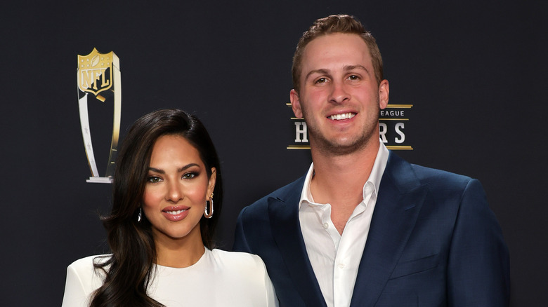 Christen Harper and Jared Goff smiling
