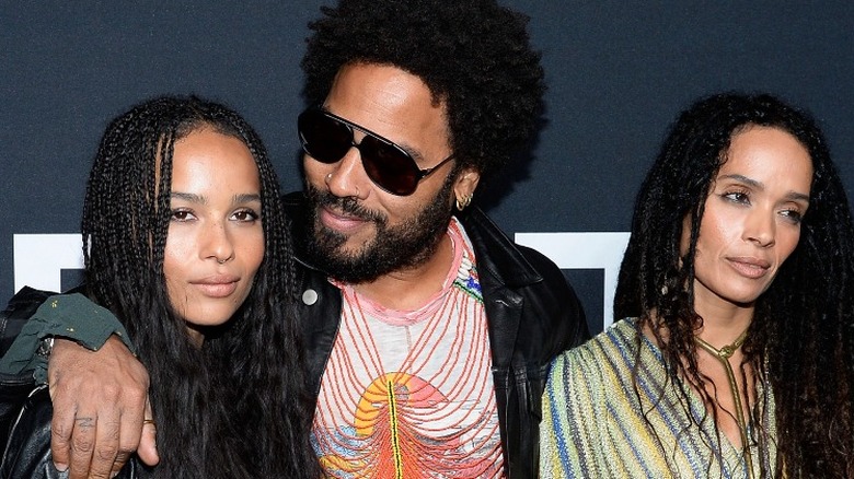 Lisa Bonet with Lenny and Zoë Kravitz, all posing