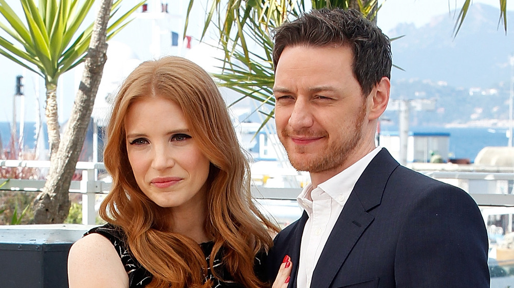 Jessica Chastain and James McAvoy posing together