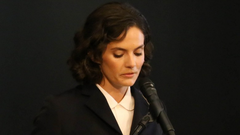 Rose Kennedy Schlossberg delivering a speech at an event