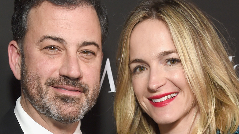 Jimmy Kimmel and Molly McNearney smiling