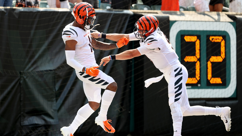 Joe Burrow and Ja'Marr Chase celebrate after a touchdown