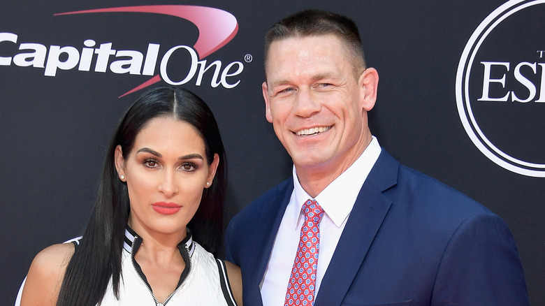 John Cena, Nikki Bella pose for the press together