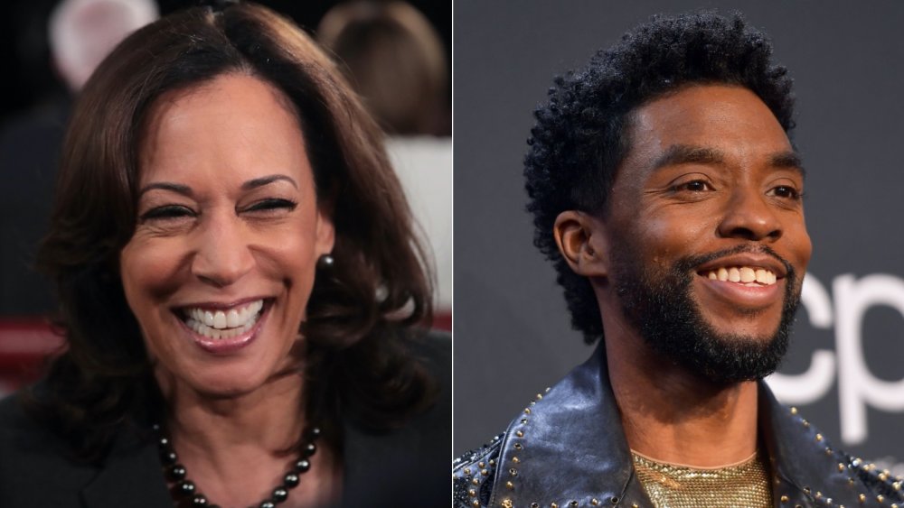 Kamala Harris and Chadwick Boseman