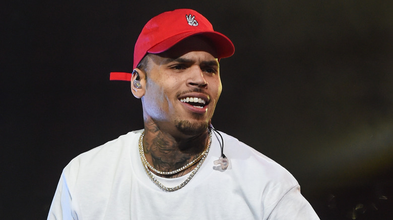 Chris Brown performing on stage