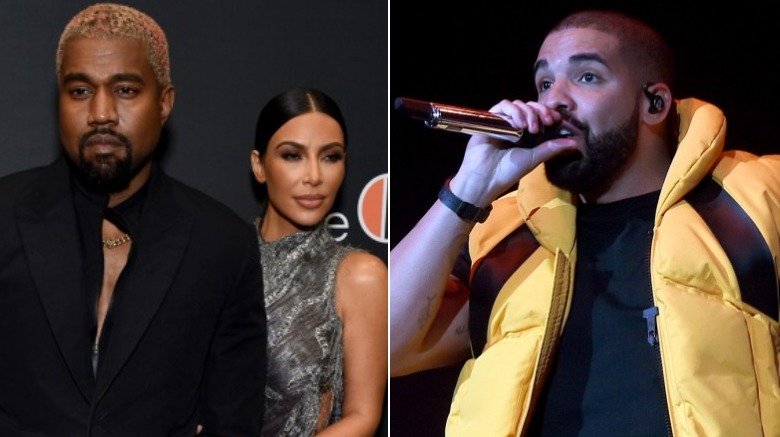 Kanye West, Kim Kardashian and Drake