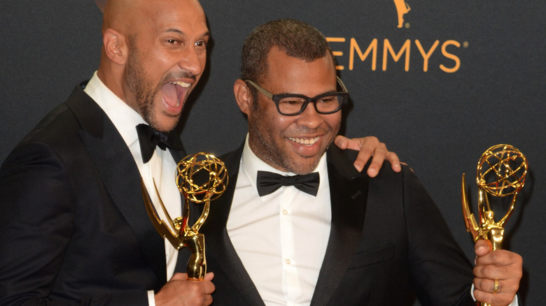 Key and Peele holding Emmys