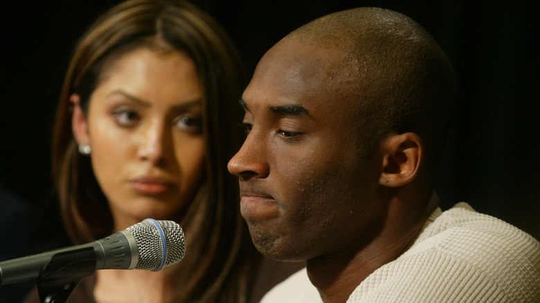 Vanessa and Kobe Bryant at a press conference