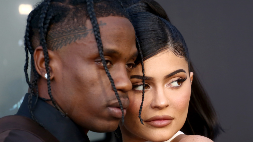 Travis Scott and Kylie Jenner pose together on the red carpet