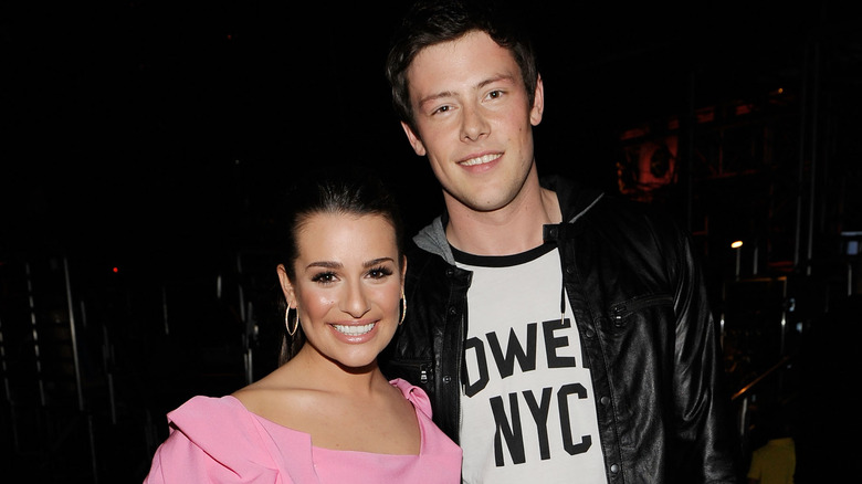 Lea Michele and Cory Monteith smiling
