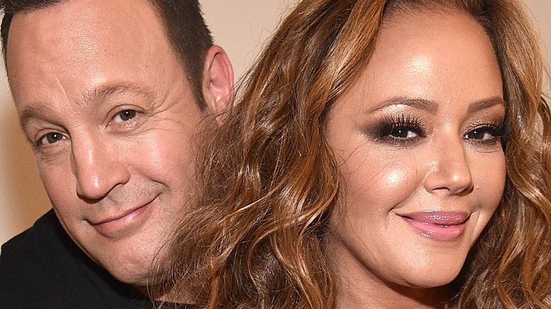 Kevin James and Leah Remini backstage before Billy Joel perfoms at the newly rennovated Nassau Coliseum, Long Island on April 5, 2017 in New York City. (Photo by Kevin Mazur/Getty Images)