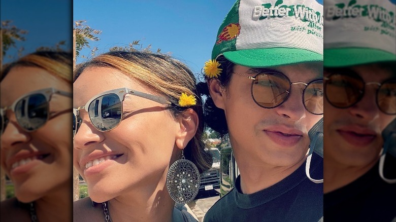 Leslie Grace and Ian Eastwood smile in a selfie