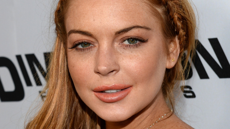 Lindsay Lohan poses with braided hair.