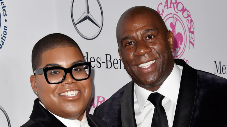 EJ Johnson and Magic Johnson smiling