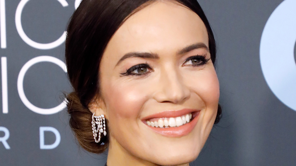 Mandy Moore smiling with updo