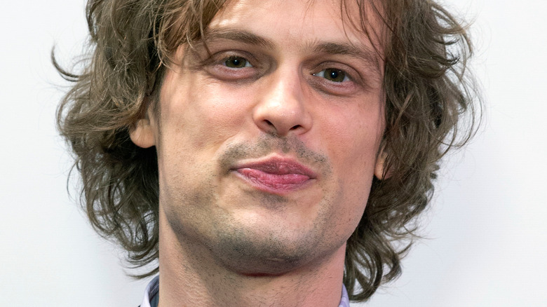 Matthew Gray Gubler smirking with long hair