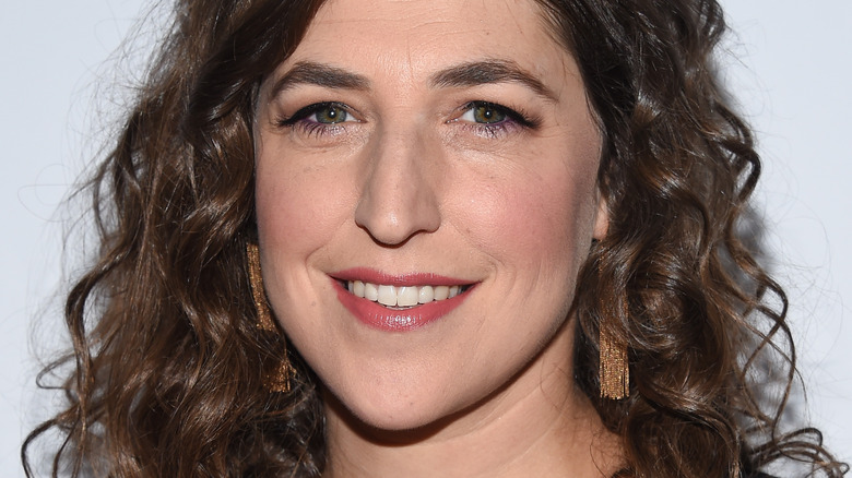 Mayim Bialik smiles on red carpet