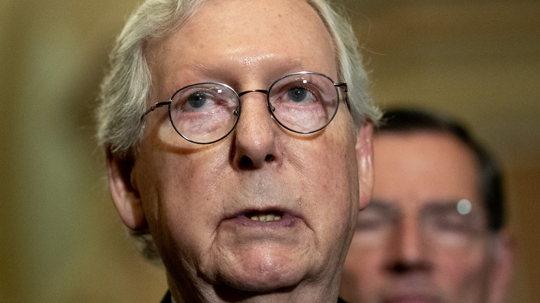 Mitch McConnell staring at something
