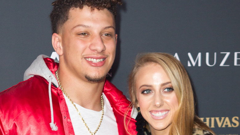 Patrick Mahomes and Brittany Matthews smiling