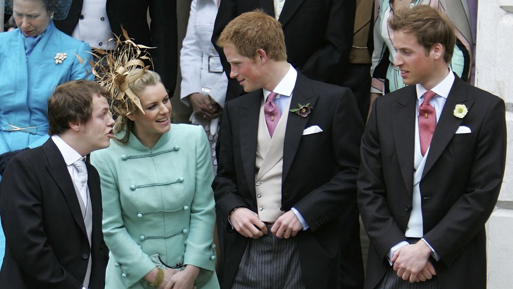 Tom Parker Bowles, Laura Lopes, Prince Harry, Prince William chat at Prince Charles and Duchess Camilla's wedding