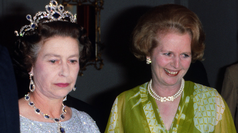 Queen Elizabeth and Margaret Thatcher 