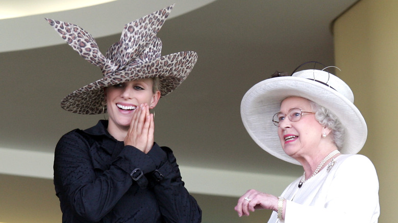 Zara Tindall speaking with Queen Elizabeth II