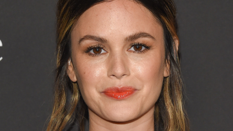 Rachel Bilson wearing red lip gloss