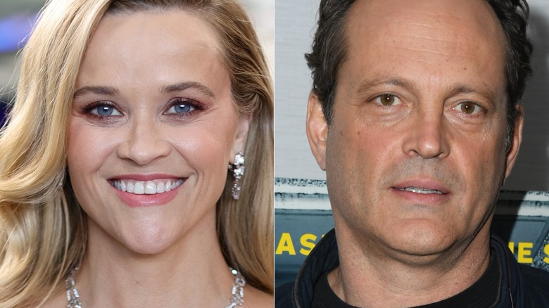 Reese Witherspoon and Vince Vaughn posing in split image