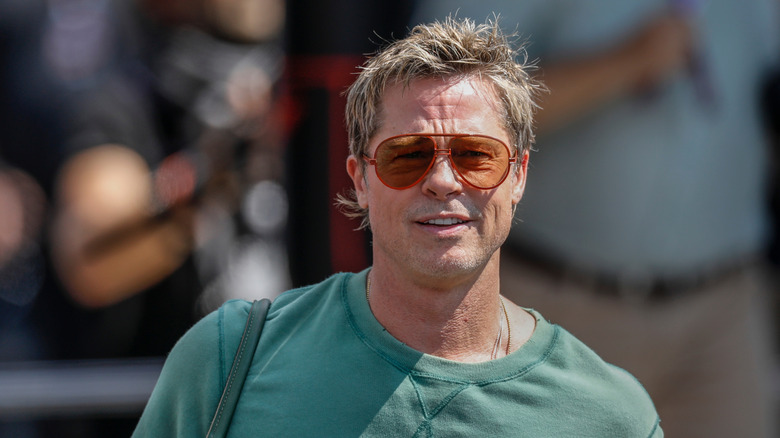Brad Pitt poses at event
